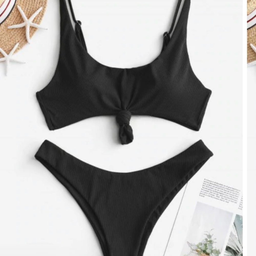 Black Ribbed Bikini Set